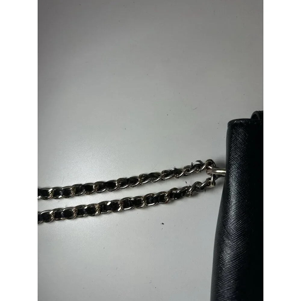 Tory Burch Shoulder Bag Chain Strap Saffiano Black